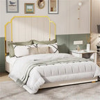 Cadre de lit Queen Size et tête de lit de 150 cm avec garniture plaquée or