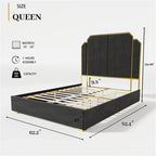 Cadre de lit Queen Size et tête de lit de 150 cm avec garniture plaquée or