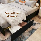 Cadre de lit Queen Size et tête de lit de 150 cm avec garniture plaquée or