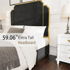 Cadre de lit Queen Size et tête de lit de 150 cm avec garniture plaquée or