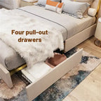 Cadre de lit Queen Size et tête de lit de 150 cm avec garniture plaquée or