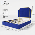 Cadre de lit Queen Size et tête de lit de 150 cm avec garniture plaquée or