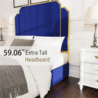 Cadre de lit Queen Size et tête de lit de 150 cm avec garniture plaquée or