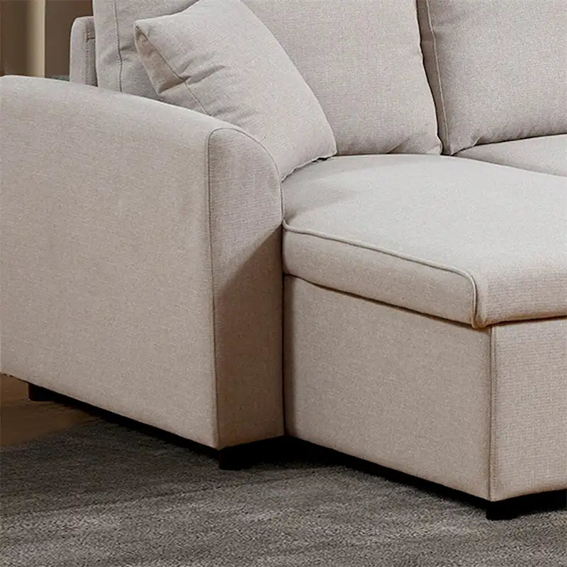 U-Shape Pull-out Sleeper Sectional Sofa with Double Storage Spaces