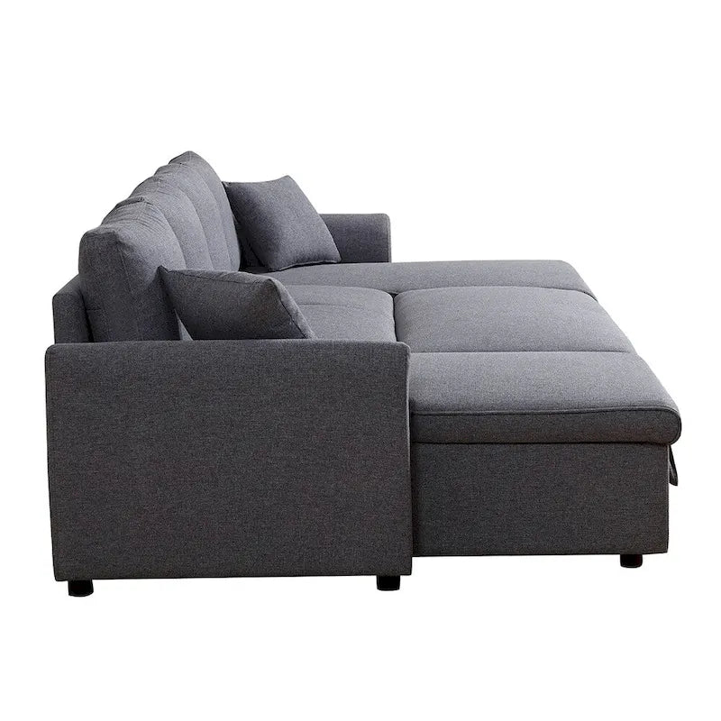 U-Shape Pull-out Sleeper Sectional Sofa with Double Storage Spaces