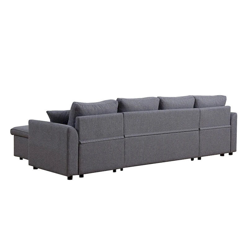 U-Shape Pull-out Sleeper Sectional Sofa with Double Storage Spaces
