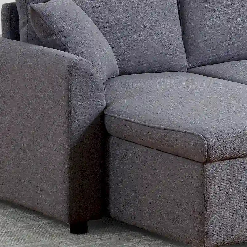 U-Shape Pull-out Sleeper Sectional Sofa with Double Storage Spaces
