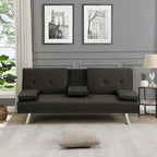 Modern Convertible Adjustable Sofa Bed - Faux Leather Recliner Double Sofa