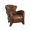 Top Grain Leather Wing Chair, Brown - W31xD34.5xH33.5