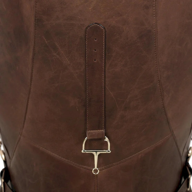 Top Grain Leather Wing Chair, Brown - W31xD34.5xH33.5