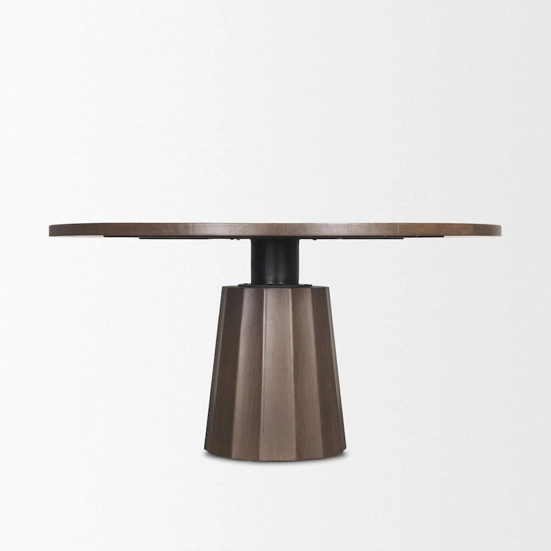 60 Dark Brown Wood Round Pedestal Dining Table - 60.0L x 60.0W x 30.0H