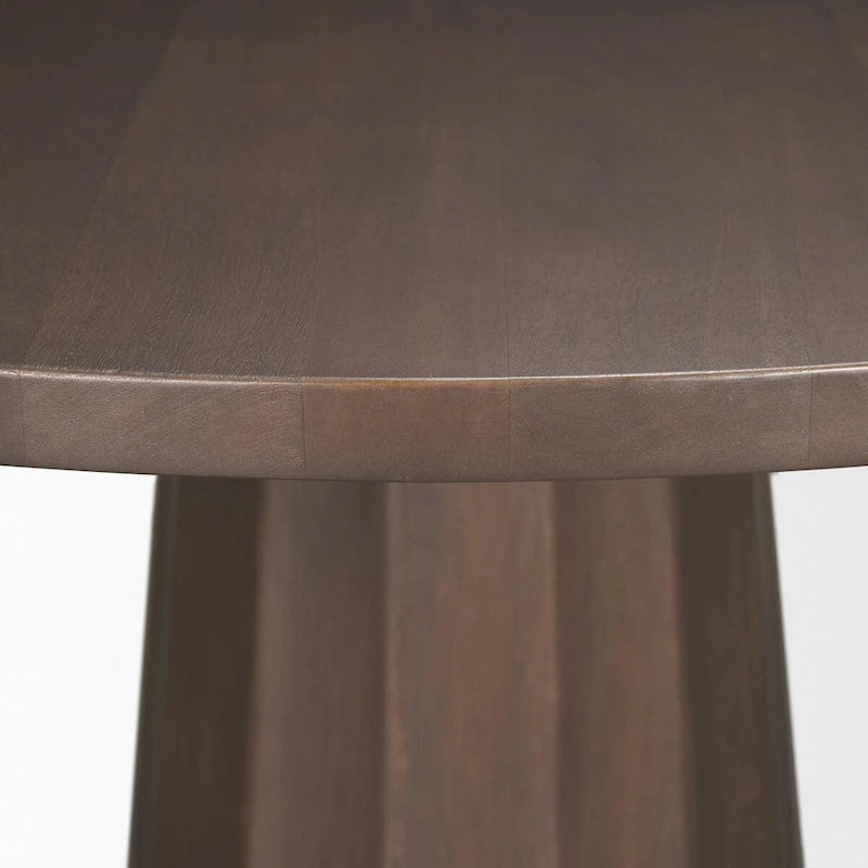 60 Dark Brown Wood Round Pedestal Dining Table - 60.0L x 60.0W x 30.0H