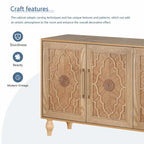 Grande armoire de rangement avec portes sculptées de fleurs et poignées métalliques