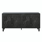 Grande armoire de rangement avec portes sculptées de fleurs et poignées métalliques