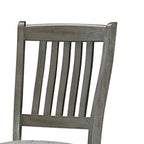 Ensemble de 2 chaises de comptoir de 26 pouces, dossier à lattes, bois gris, assise en tissu