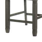 Ensemble de 2 chaises de comptoir de 26 pouces, dossier à lattes, bois gris, assise en tissu