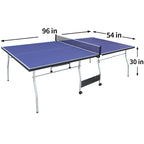 Table de tennis de table pliable de taille moyenne de 2,44 m, 2 raquettes de tennis de table et 3 balles