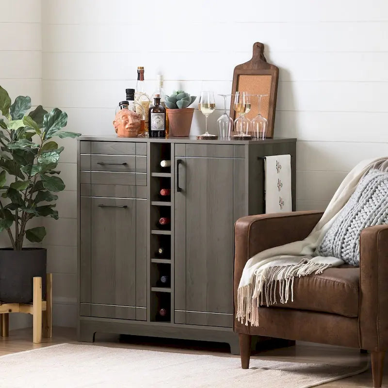 Bar Cabinet with Bottle and Glass Storage
