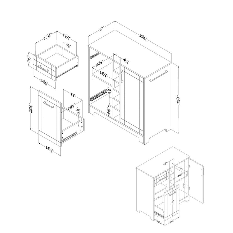 Bar Cabinet with Bottle and Glass Storage