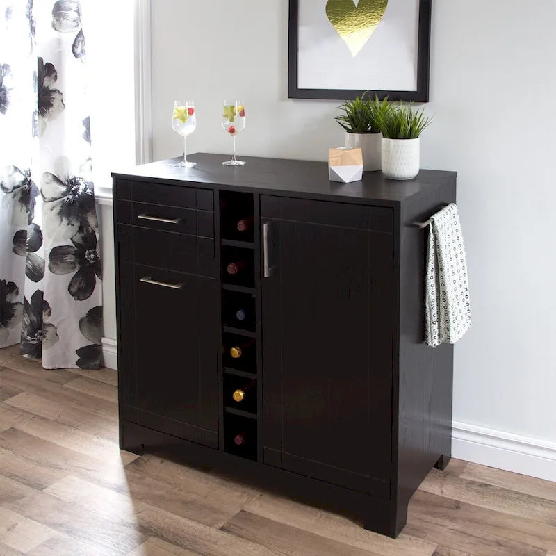 Bar Cabinet with Bottle and Glass Storage