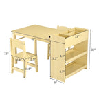 Table d'activités pour enfants avec 2 chaises, bureau d'activités avec étagères de rangement