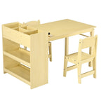 Table d'activités pour enfants avec 2 chaises, bureau d'activités avec étagères de rangement