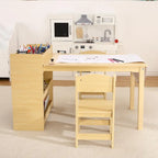 Table d'activités pour enfants avec 2 chaises, bureau d'activités avec étagères de rangement