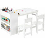 Table d'activités pour enfants avec 2 chaises, bureau d'activités avec étagères de rangement