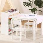 Table d'activités pour enfants avec 2 chaises, bureau d'activités avec étagères de rangement