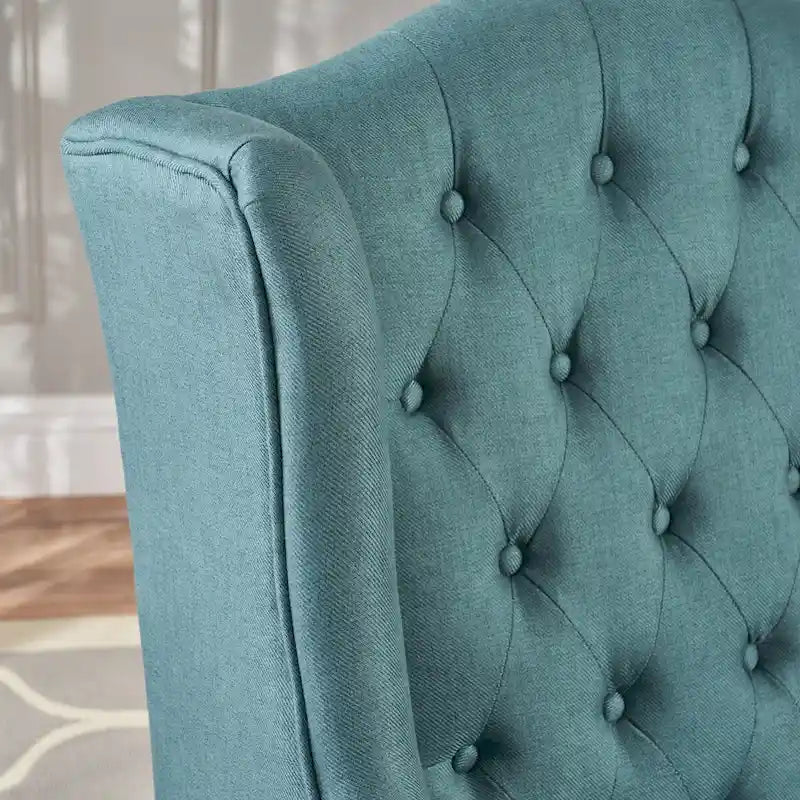 Contemporary Design Upholstered Wingback Chair, Hi-back Club Chair with Wood Legs