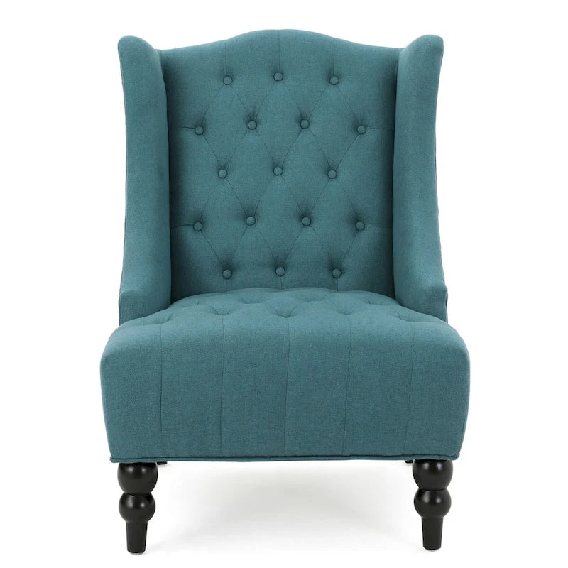 Contemporary Design Upholstered Wingback Chair, Hi-back Club Chair with Wood Legs