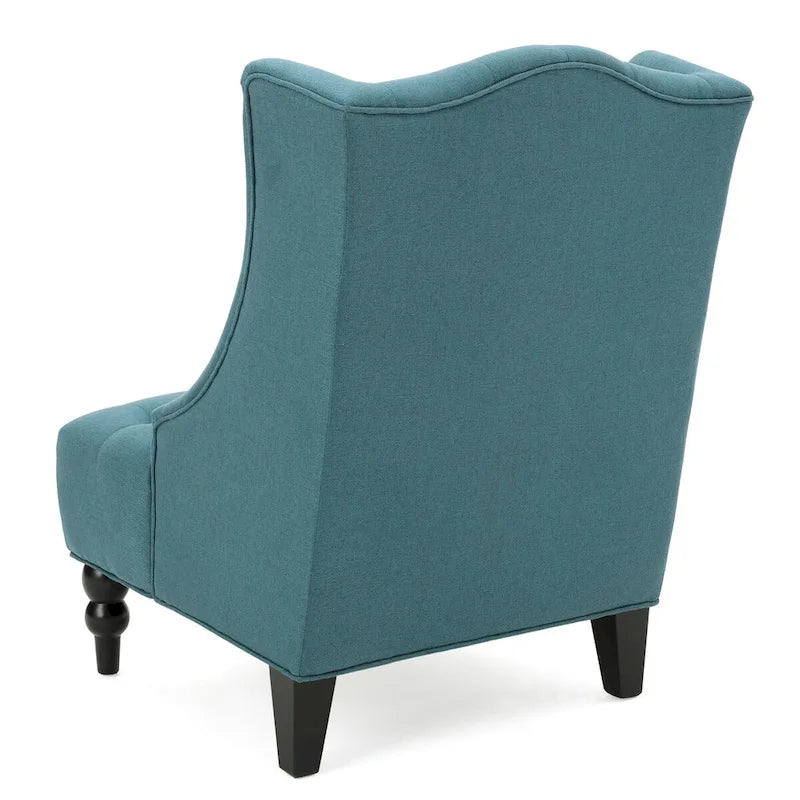 Contemporary Design Upholstered Wingback Chair, Hi-back Club Chair with Wood Legs