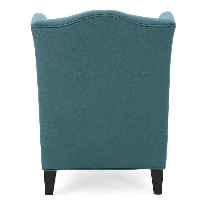 Contemporary Design Upholstered Wingback Chair, Hi-back Club Chair with Wood Legs