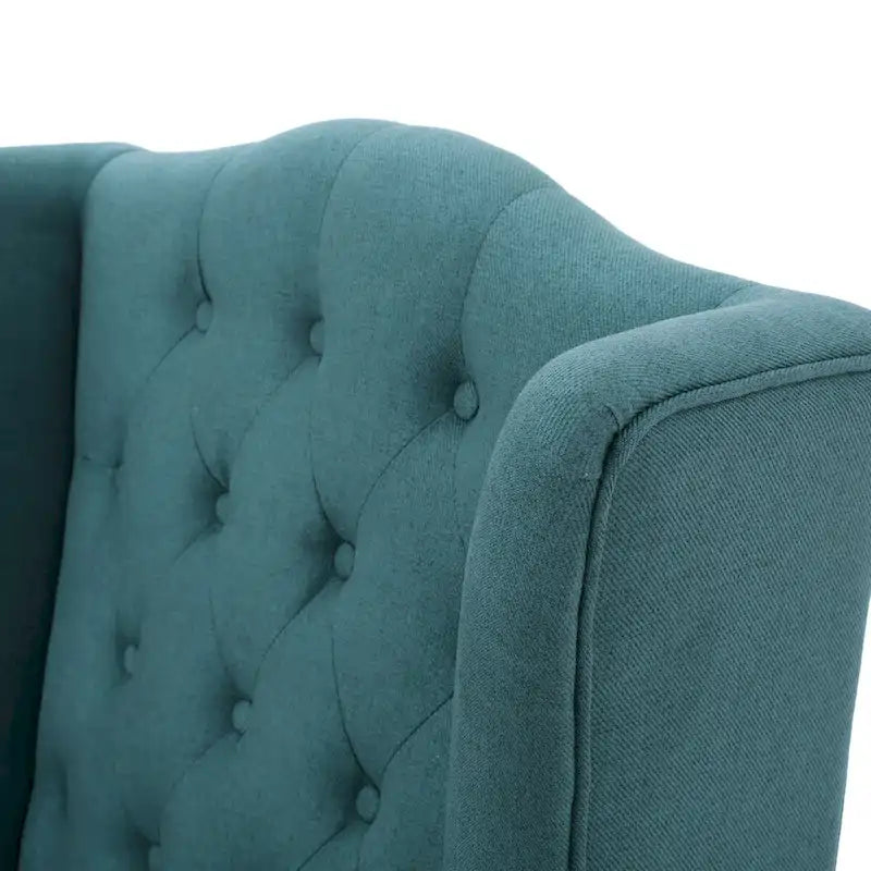 Contemporary Design Upholstered Wingback Chair, Hi-back Club Chair with Wood Legs