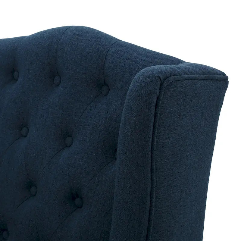 Contemporary Design Upholstered Wingback Chair, Hi-back Club Chair with Wood Legs