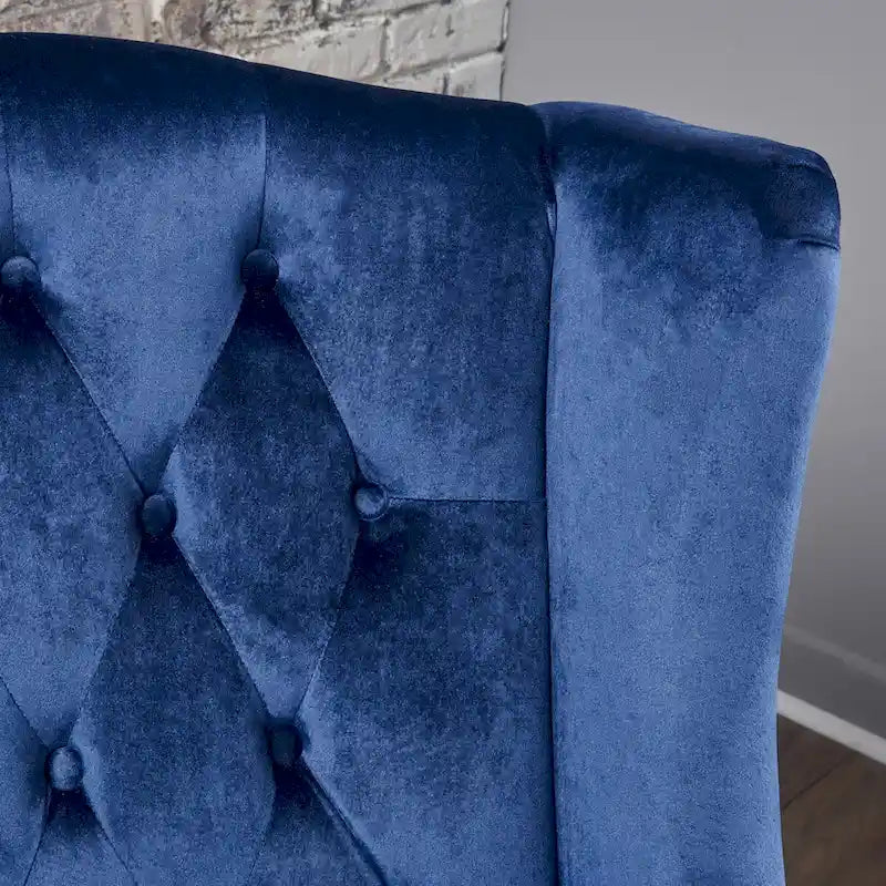 Contemporary Design Upholstered Wingback Chair, Hi-back Club Chair with Wood Legs